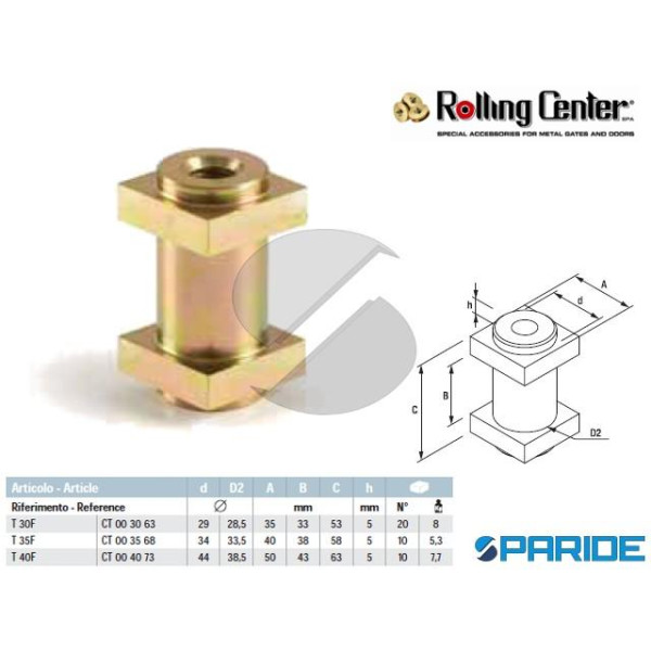 TRONCHETTO DI GIUNZIONE T30F CON FORO ROLLING CENT...