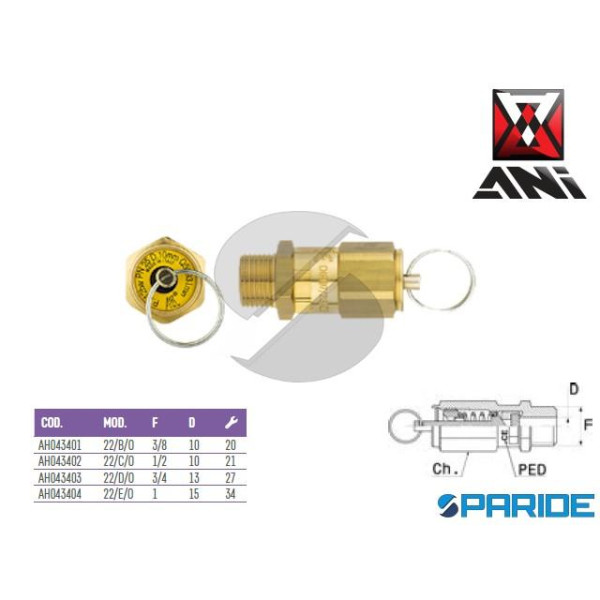 VALVOLA DI SICUREZZA 1\2 D 10 MM 22\O AH043402 AD ...