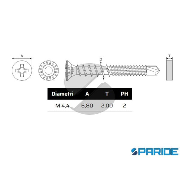 VITE AUTOPERFORANTE TS RAGGIATA 4,4X32 MM PH2 ZINCATA PER PVC