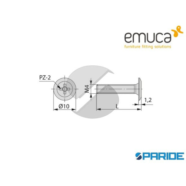 VITE GIUNZIONE M4X35 4130707 EMUCA TESTA PIATTA