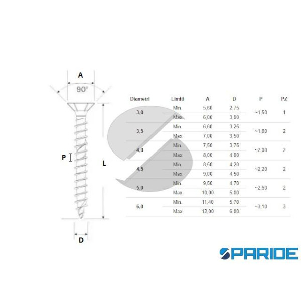 VITE TRUCIOLARE TPS INOX 6X40 MM DIN 7505A