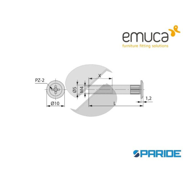 VITE UNIONE FEMMINA 4130907 TP M4X15 NICHELATA EMUCA