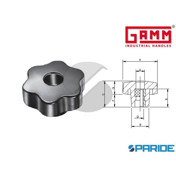 VOLANTINO PASSANTE A SEI LOBI M10X50 VB\50\FP PASS...