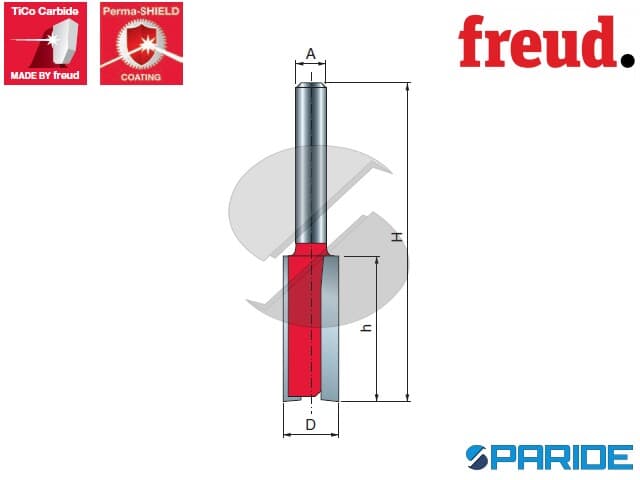 Fresa Freud A 2 Taglienti Diritti | Diametro 6 Mm, Gambo 8 Mm, Altezza Taglio 25.4 Mm, Per Legno E Multistrato