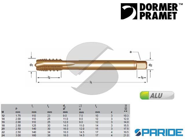 Maschio Metrico M8 X 0.8 HSS - Per Filettatura Metalli, Acciaio Ad Alta Velocit&agrave;